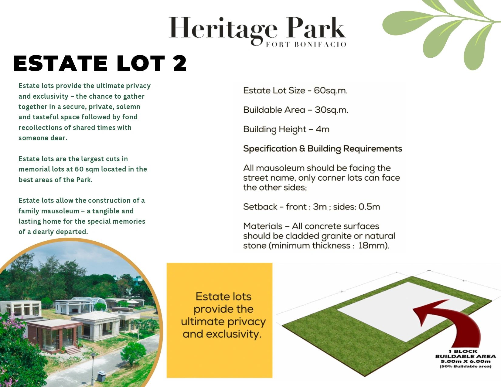 Heritage Park Memorial Lots: estate lot 2 description