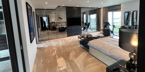 The bedroom carpet is steam cleaned, including spot cleaning.