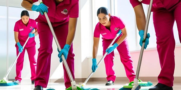Mujeres barriendo un espacio