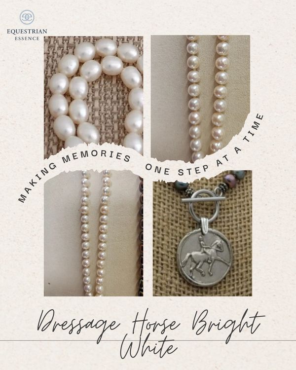 Dressage Horse Bright White Copper Medallion Necklace - Image 3