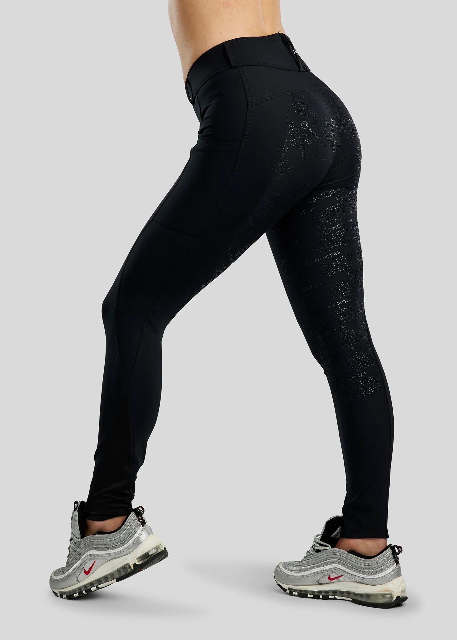 Montar MoStella Breeches with Contrast Stated Logo Print - Fullgrip, Black - Image 5
