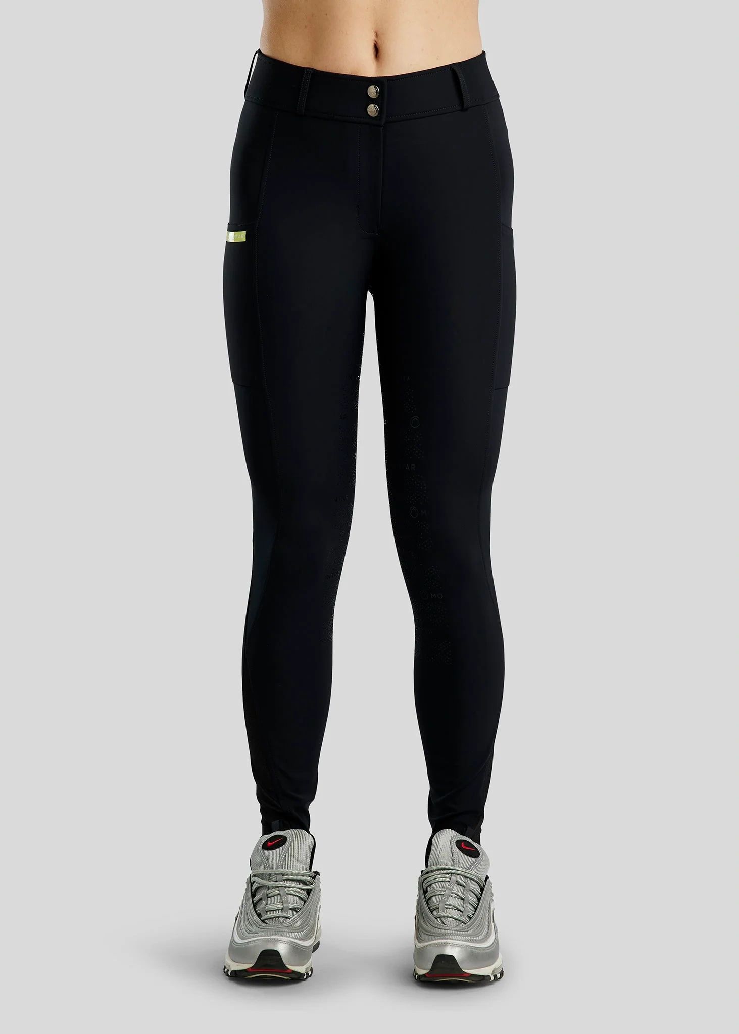 Montar MoStella Breeches with Contrast Stated Logo Print - Fullgrip, Black - Image 2