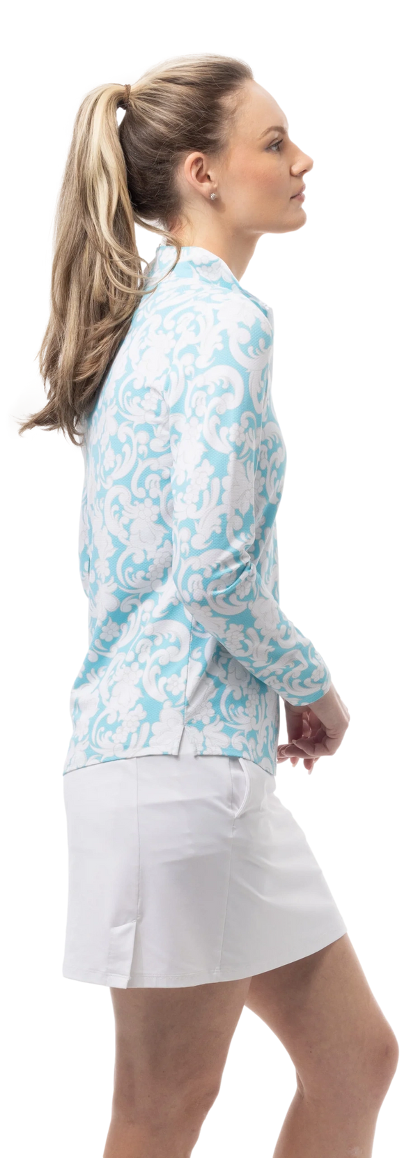 SanSoleil Long Sleeve LUX L/S PRINT MOCK. PAISLEY PARK. TURQUOISE - Image 2