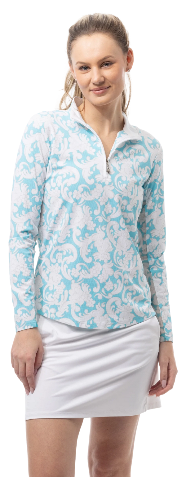 SanSoleil Long Sleeve LUX L/S PRINT MOCK. PAISLEY PARK. TURQUOISE - Image 3