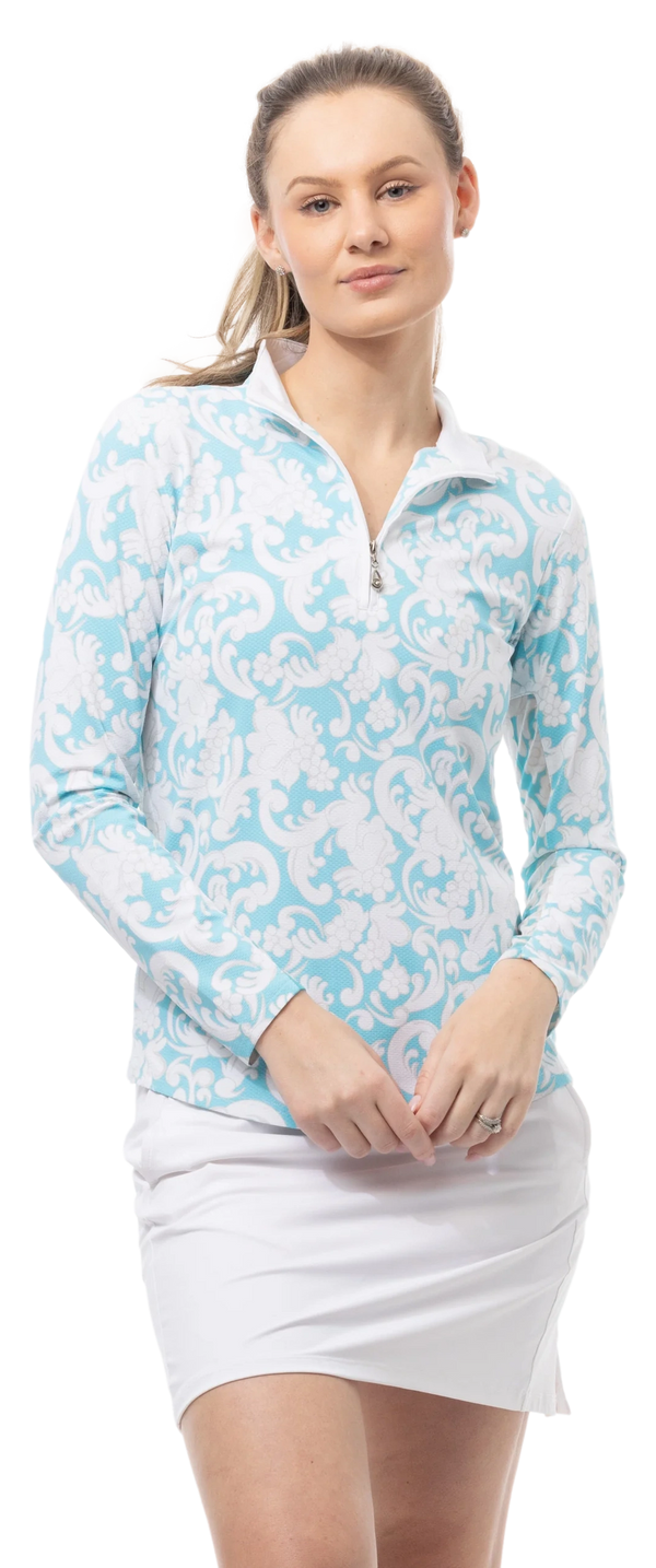 SanSoleil Long Sleeve LUX L/S PRINT MOCK. PAISLEY PARK. TURQUOISE - Image 4