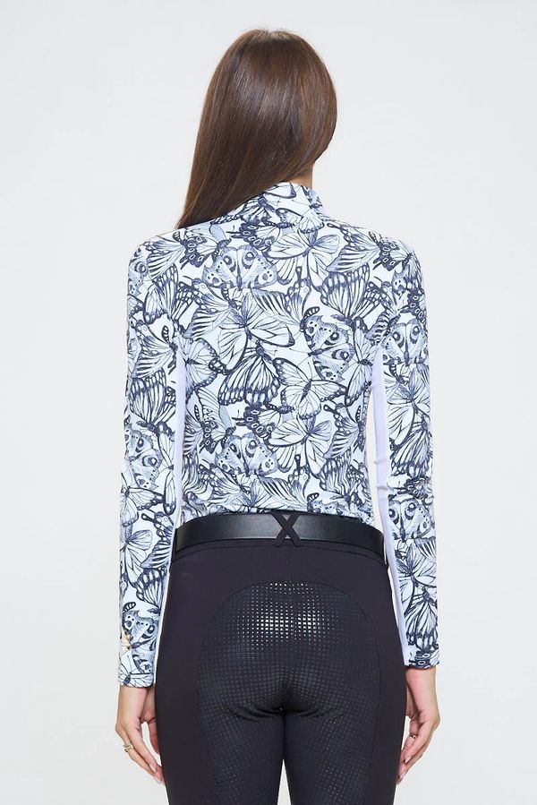 Dancing Equestrian Black & White Butterflies Sunshirt Long Sleeve - Image 3