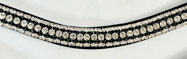 Bridleberry Leather Tack & Co Lg Crystal with Black Smaller Crystals Browband