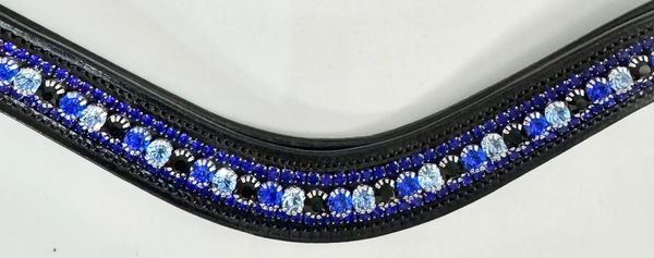 Bridleberry Leather Tack & Co Royal, Light & Dark Blue Crystals Browband - Image 2