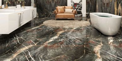 Crytos quartzite on bathroom floor.