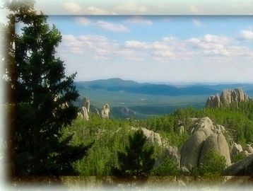Left side of image of view from Poet's Table, trail near Sylvan Lake, Black Hills.