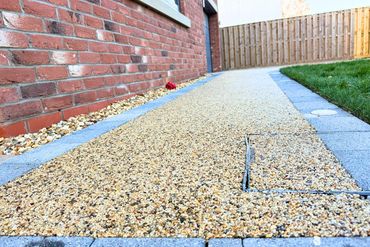 The new pathway after the resin has been applied and all of the tape removed.