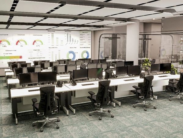NCEC Riyadh Command Centre design — 24/7 government command center with brand-integrated interiors