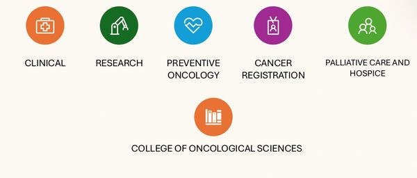 Icons representing oncology fields under College of Oncological Sciences.