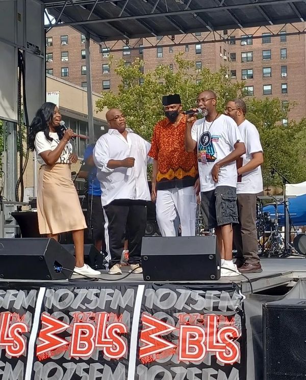 MC Debbie D at Harlem Day 2022 with legendary, Gary Byrd