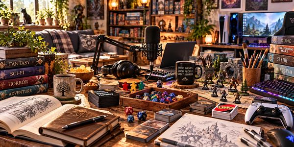 Room filled with gaming and hobby items.