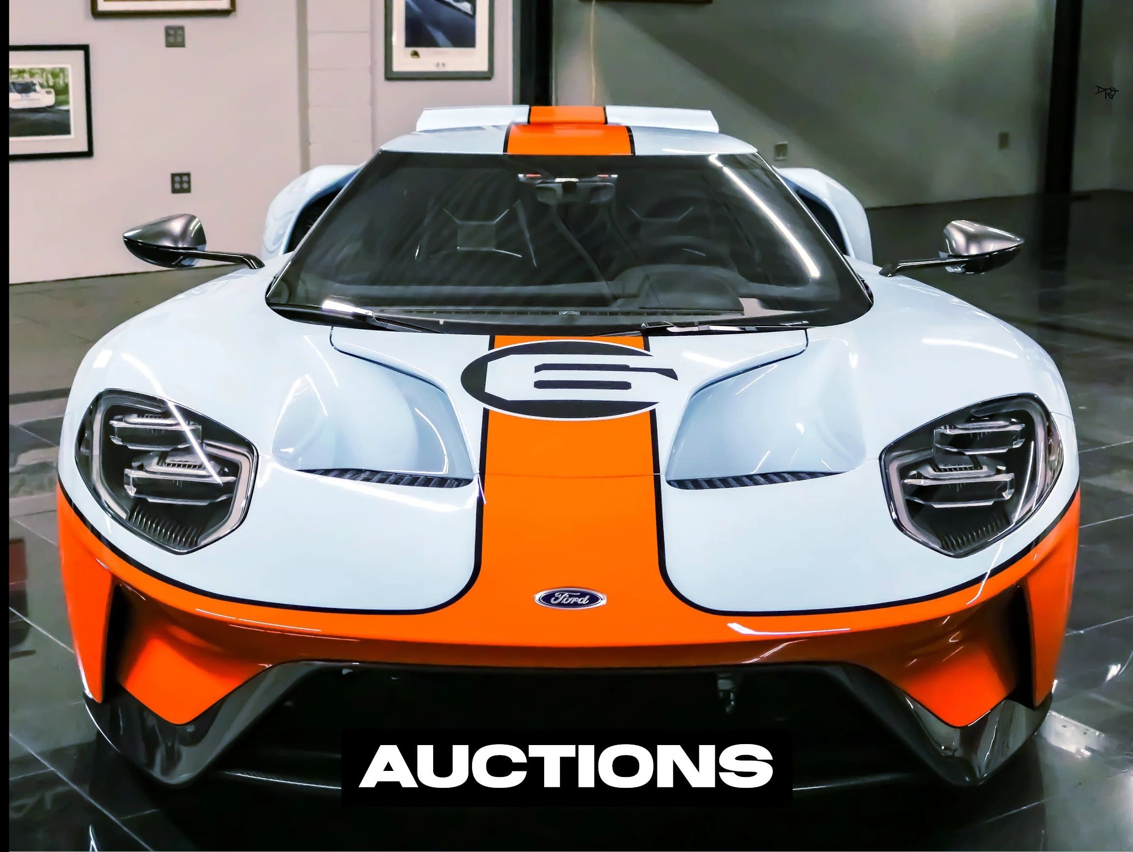 Professional photography of a 2021 Ford GT Gulf Edition
