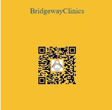 QR code for Bridgeway Clinics on a yellow background.