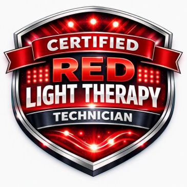 Certified red light therapy technician badge.