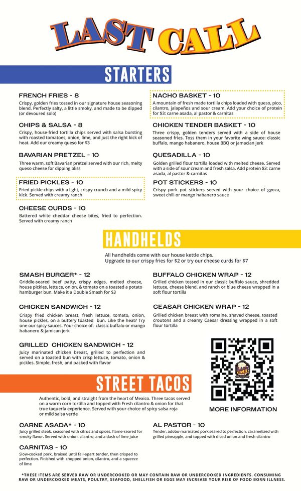 Front of September 2025 Menu