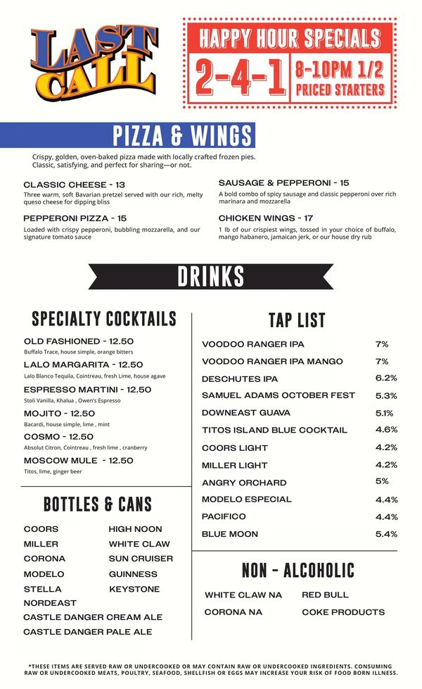 Back of Sept 2025 Menu