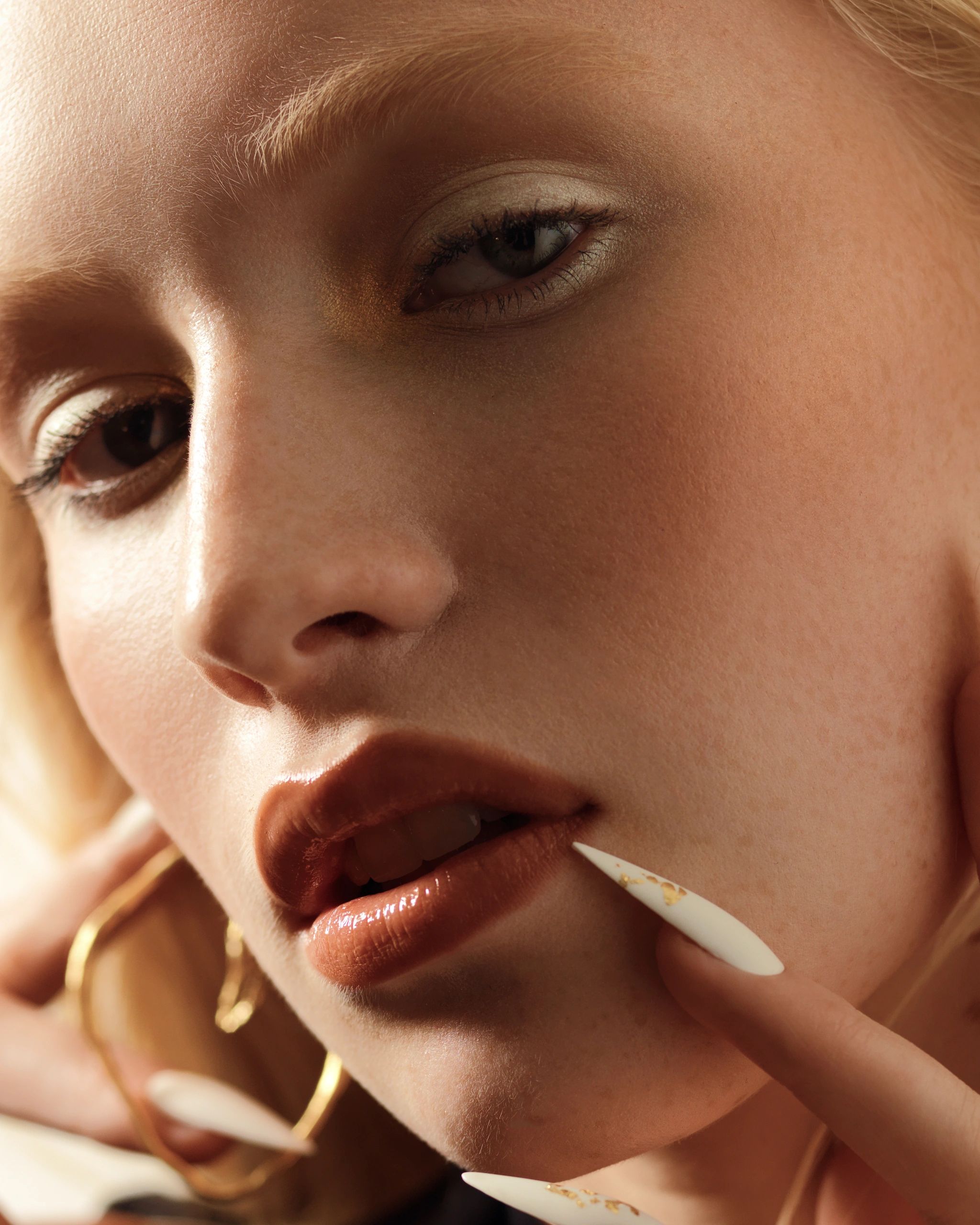 Harper's Bazaar Ukraine Clean skin, editorial nails, orange lip