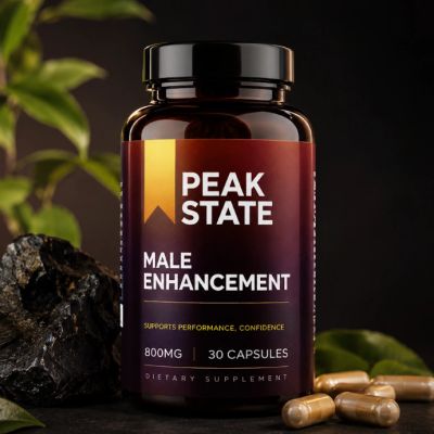 Supplement bottle of Peak State Male Enhancement.