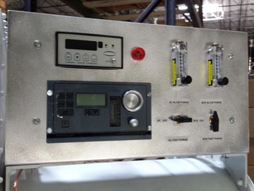 Close-up of a trace gas analyzer measuring air sample composition

