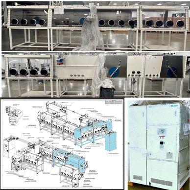 Used MBraun™   MB200MOD Gloveboxes (4 ea.), Incudes :MB-300-G-V2A Purifier