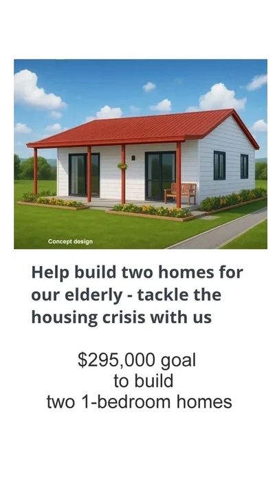 Concept design of a small, single-story home with a red roof and white walls.