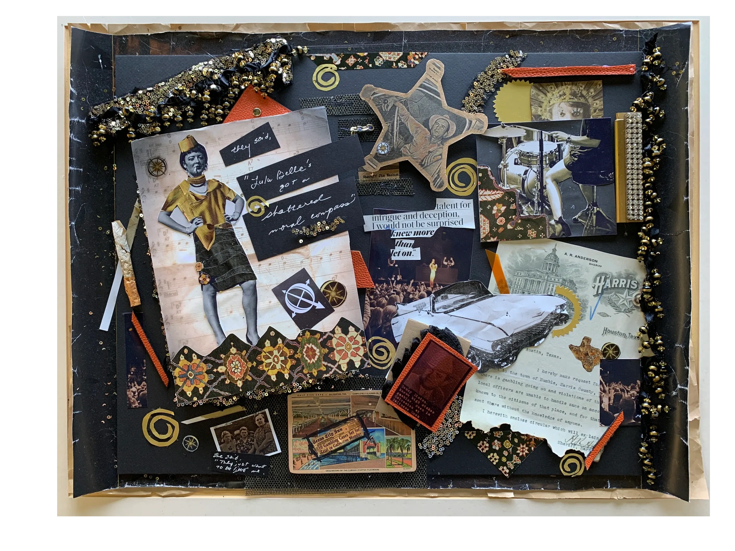 Lulu Belle's Shattered Compass assemblage (3 -dimensional collage) 