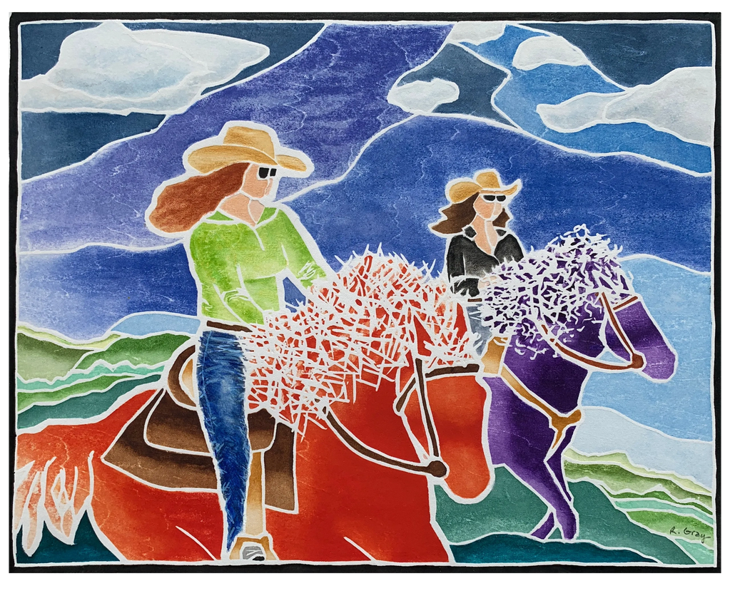 cowgirls galloping across the prairie