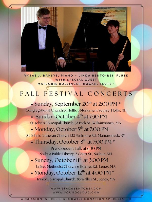 Fall Festival Concerts featuring piano and flute performances.