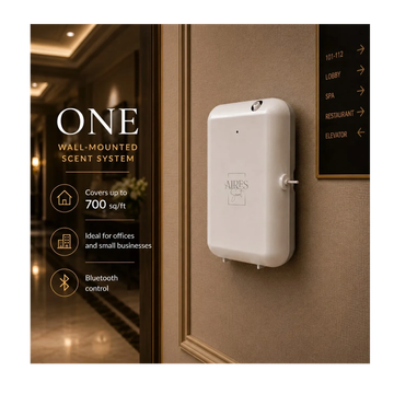 Wall-mounted scent system ideal for offices and small businesses.