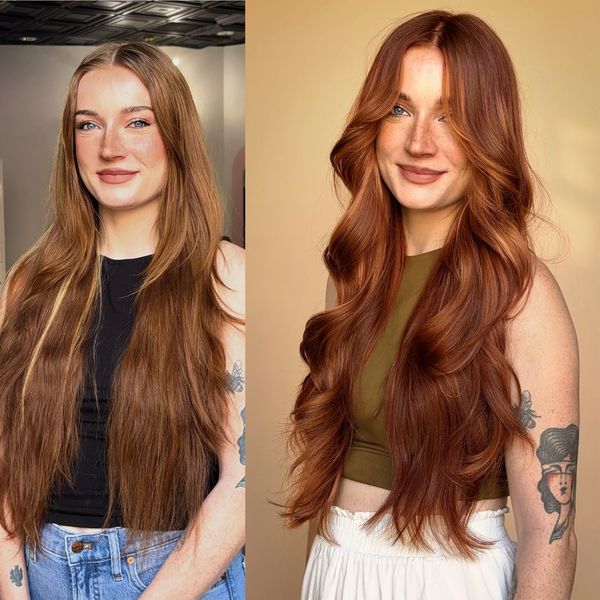 Natural looking red balayage, natural red hair color