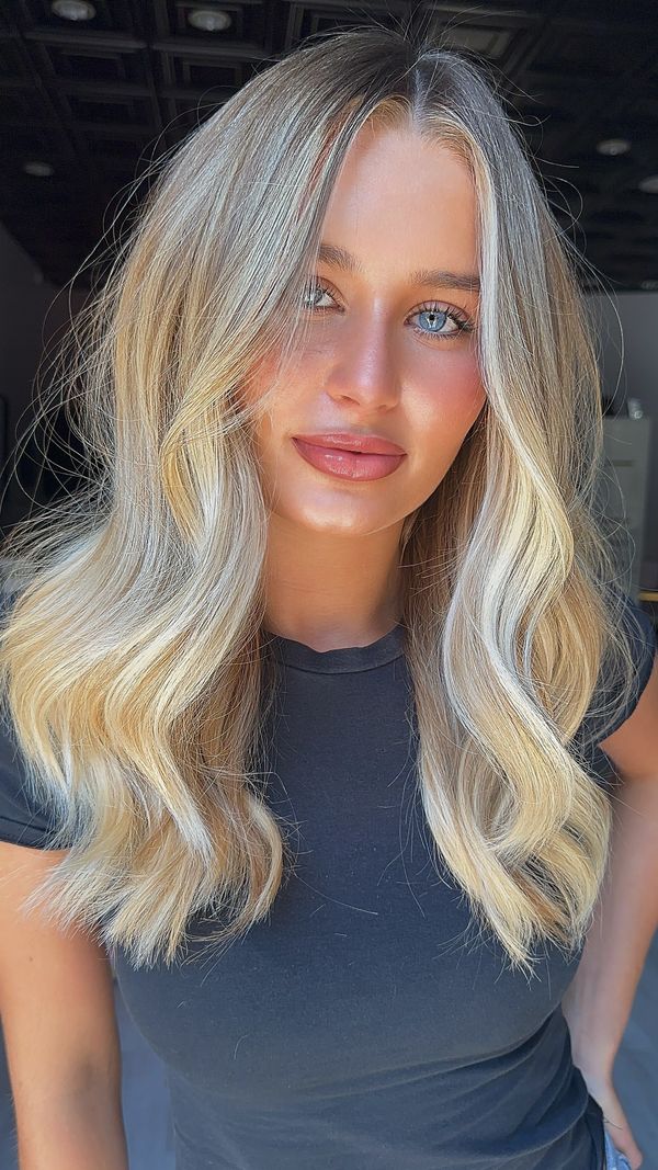 Natural looking blonde balayage, cool toned blonde