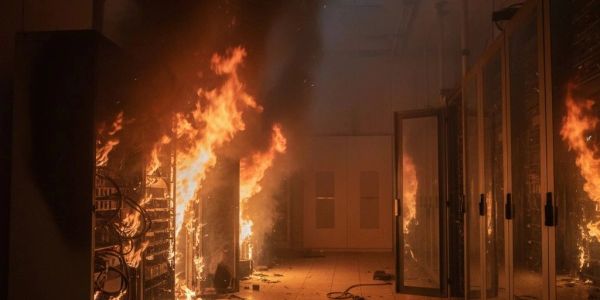 Server room engulfed in flames.