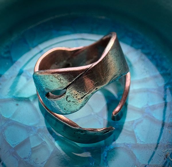 Two fused copper and silver rings