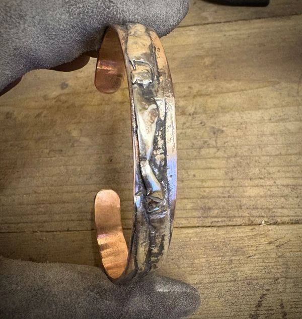 A fused copper & silver cuff bracelet