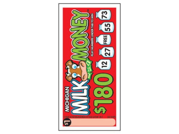Michigan Milk Money lottery ticket with prize amounts.