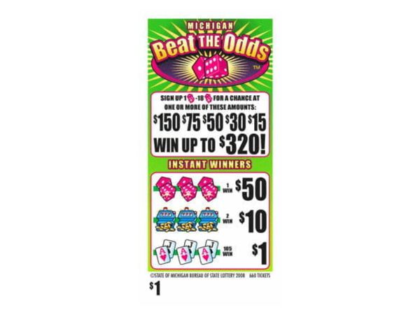 Michigan lottery ticket called Beat the Odds with various prize amounts.