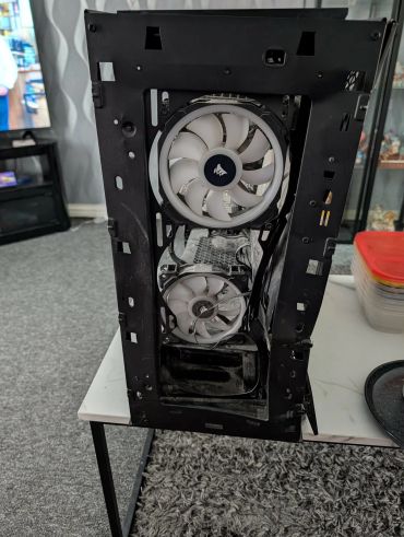 PC case showing two installed cooling fans.