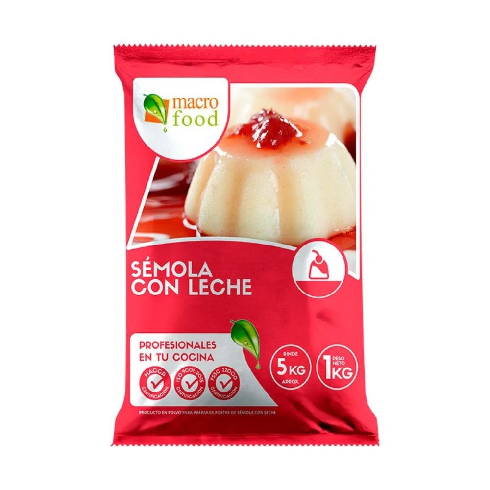 Sémola con leche 1 kg Macrofood (10 unidades)