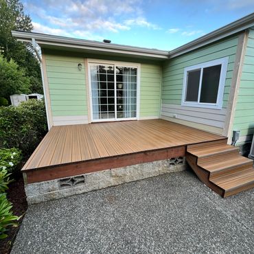 Based out of Elma,WA. This project we replaced two rotted decks, with brand new Duxxbak decking!