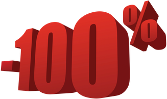 Bold red 100% symbol with a minus sign in front.