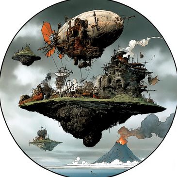 Aruchel - the airborne continent in the ttrpg world of Alloyed RPG's Katharsis.