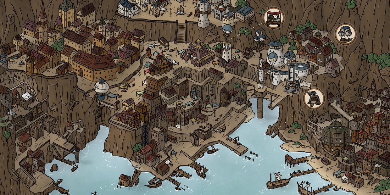 Cadarnle - Capital of Aruchel.  City campaign setting for Dungeons and Dragons Alloyed RPG