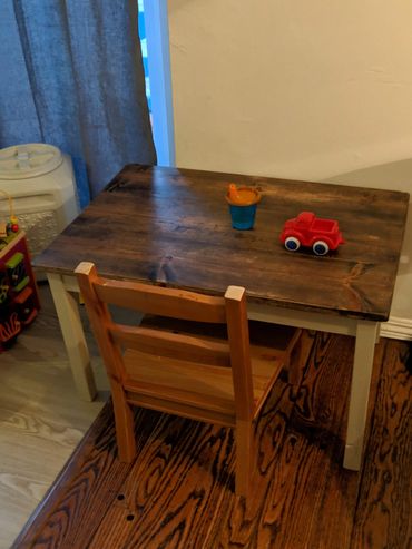 Children's desk, walnut stain.