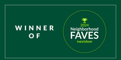 2024 Neighborhood Faves Winner badge by Nextdoor on green background.