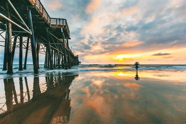 Low tide reflections at Oceanside Pier