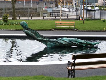 A Statue in a fountain in Dublin, Ireland